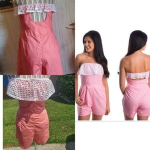 Lauren James Teagan Romper in coral sz xl 